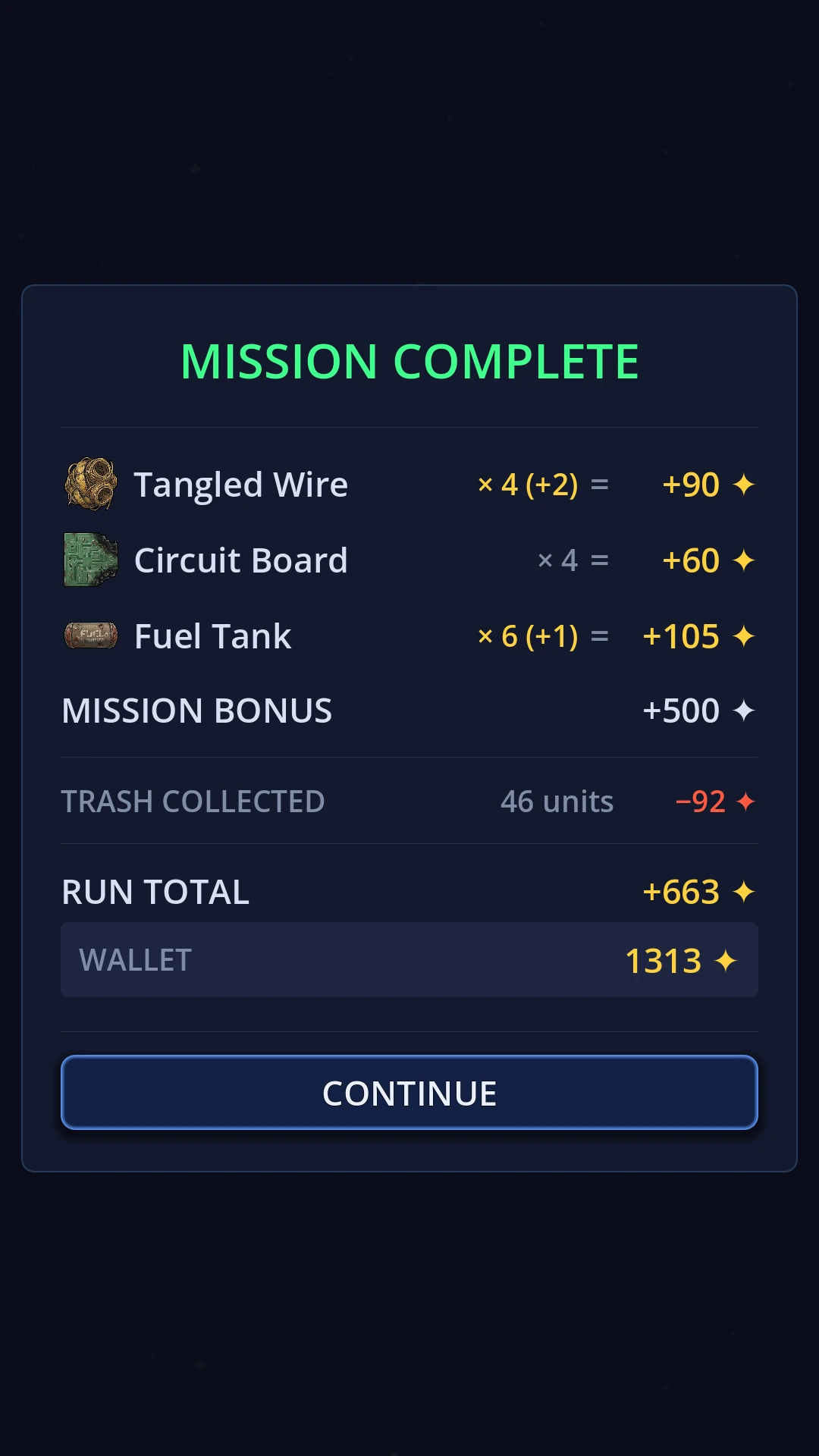 Mission Complete screen